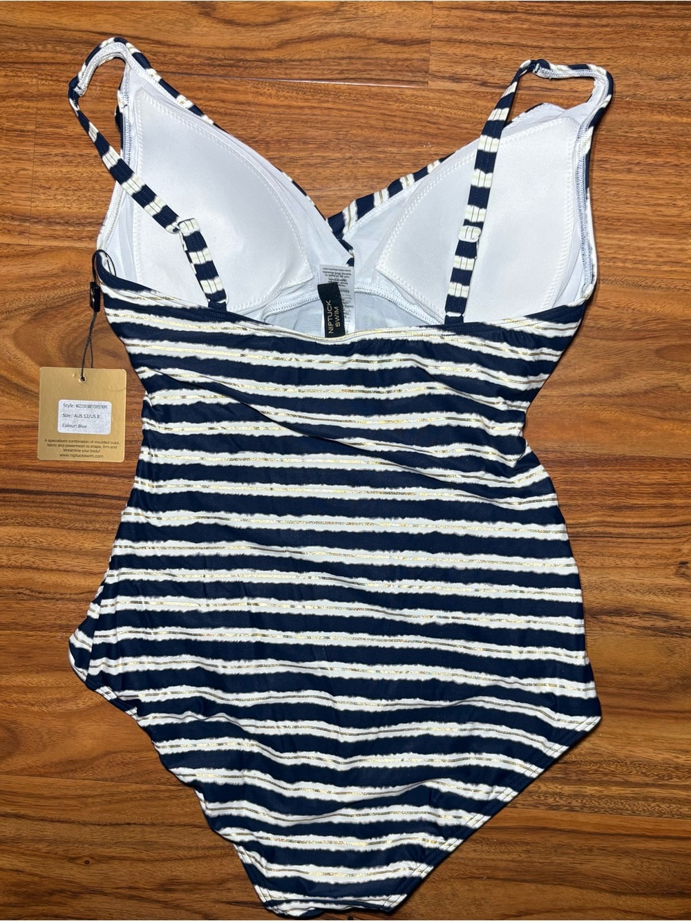 Nip Tuck Swim Blue Stripe One Piece Swimsuit Multiple Sizes NWT - Picture 4 of 8